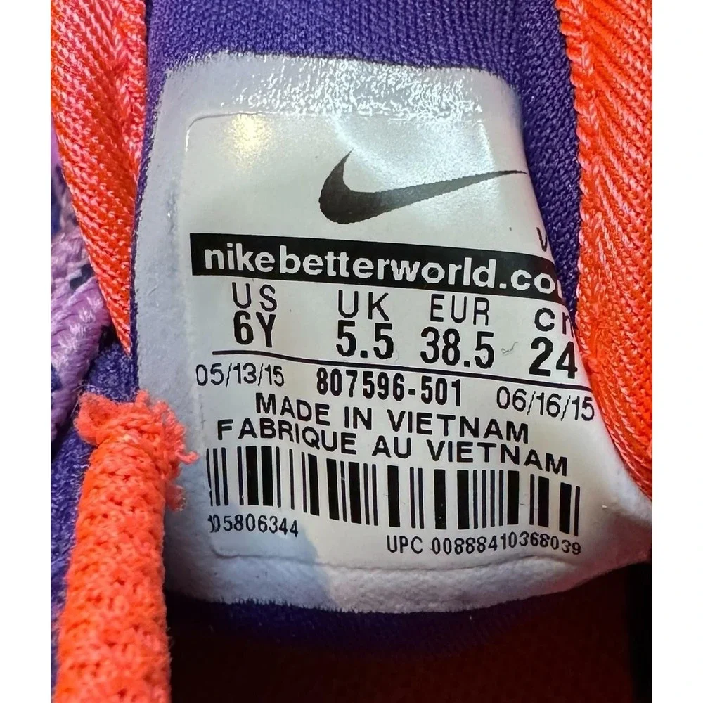Nike Running Shoes Youth Size 6Y Purple Pink Blue Athletic 807596-501 Sneakers‎
